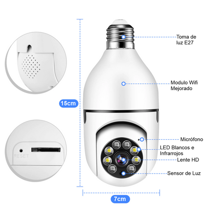 Cámara De Seguridad IP Wifi Bombillo 360